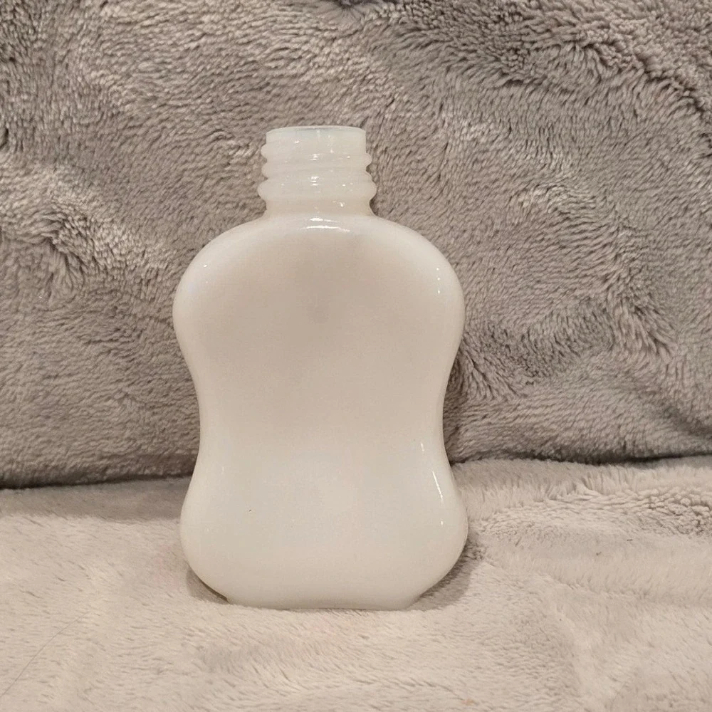 Vintage White Milk Glass Flask Apothecary Bottle No lid
